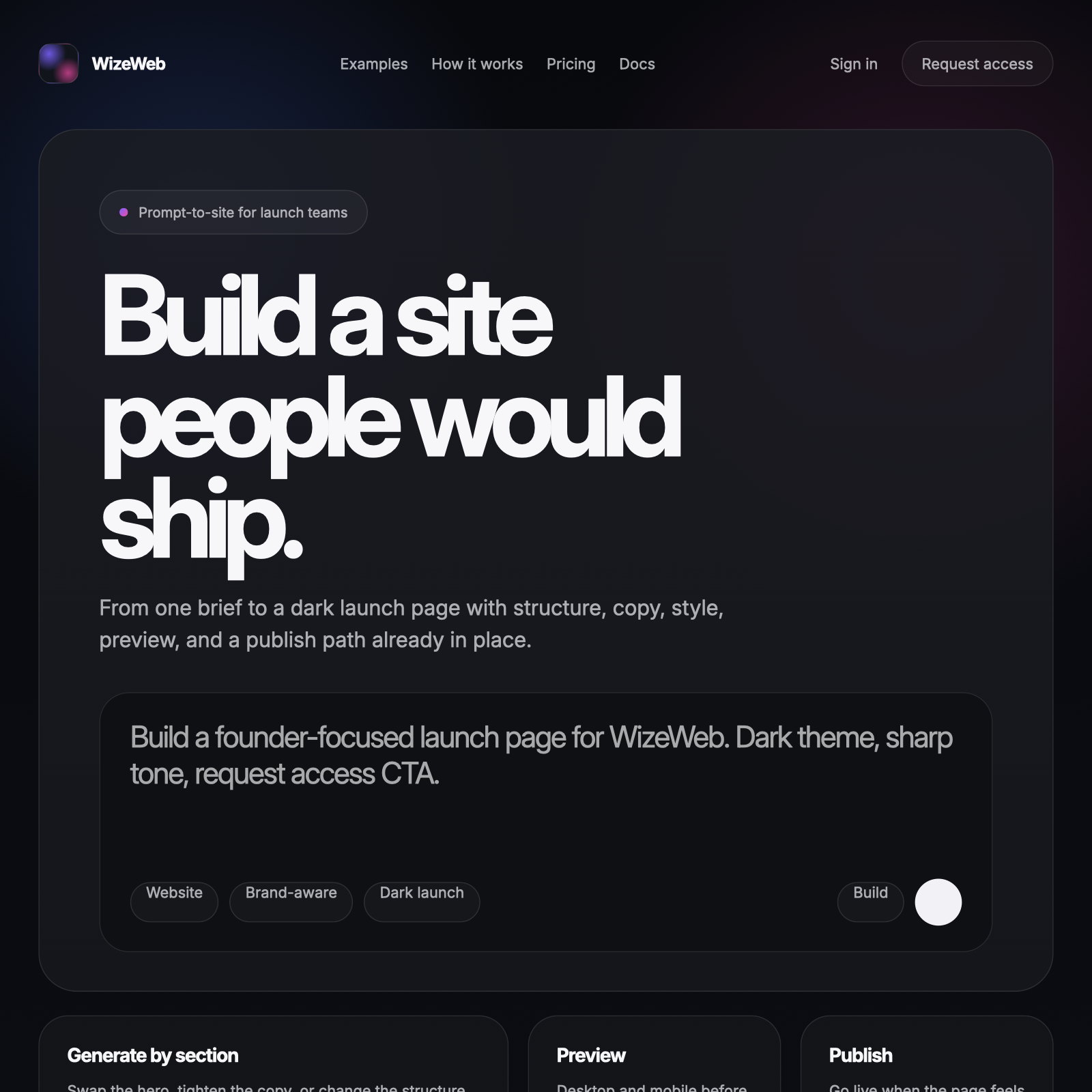 Founder launch page template preview